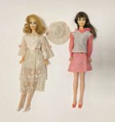 Two Mattel Francie Barbie dolls, circa 1960's, one with blonde hair and  one with brown hair,
