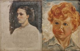 Late 19th / early 20th century school Oil on canvas Head and shoulders portrait of a young woman,
