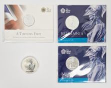 Two Royal Mint 2015 Britannia £50 fine silver coins, brilliant uncirculated, in sealed packs,