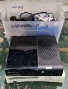 Two Xbox 360s and a quantity of games including Xbox 360, PC and PS4 including PS4 Battlefield 1,