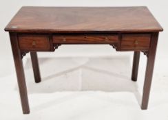 19th century mahogany side table, rectangular with incuse forecorners, one long and two short