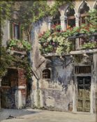 Luigi Marino (20th century) Oil on canvas Continental courtyard scene, signed lower left, 50 cm x 40
