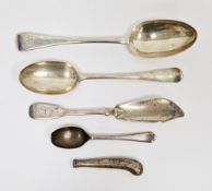 George IV silver table spoon, London 1828 together with silver dessert spoon, London 1930,