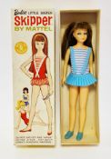 Skipper by Mattel, Barbie's Little Sister, brunette, wearing pink and blue striped shorts outfit, in