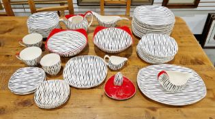 Extensive 1950s Midwinter Stylecraft 'Zambesi' pattern part dinner service, comprising two tureens