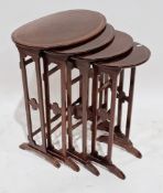 Nest of mahogany oval quartetto occasional tables, largest table 64cm high x 51cm wide x 35cm deep