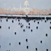 David Wheeler (British, b.1952) Oil on canvas 'St Paul's Across the Thames', signed verso, 100cm x