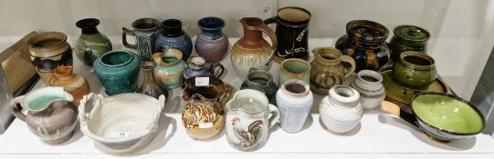 Collection of studio pottery, including: a Colin Kellan stoneware cockerel jug, a Chris Aston