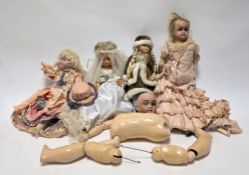 German Bisque head doll marked 283 / 265 Max Handwerck Germany 0 1/4  (in bits) together with a