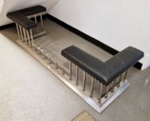 Contemporary ' Acres Farm ' club fender in the 19th century style, having two studded black