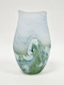 Norman Stuart Clarke (b.1944) art glass vase, 'Big Wave' pattern, of flattened ovoid form, signed