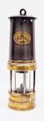 Miner’s brass and steel lamp by Patterson Lamps Ltd of Gateshead-on-Tyne, no. 281, 27cm high