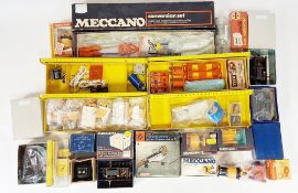 Quantity of boxed Meccano to include three E15R Electric Motors (one in original box), 11055