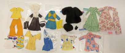 Collection of Pedigree Sindy outfits, all circa 1970's, including smarty denims, high style, country