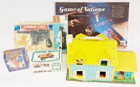 Quantity of vintage childrens toys and board games to include Pelham Puppets Guitarist, Ideal Up!