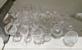 Quantity of cut cut drinking glasses to include a set of six Stuart hock glasses, a set of six