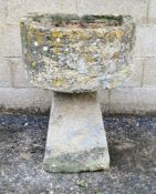 Stone trough on base approx. 83cm Height x 61cm Width