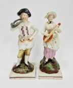 Two Staffordshire pearlware figures of musicians, circa 1800-20, of Neale-type modelled standing