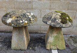 Two staddle stones approx. 74cm height x 59cm width and 73cm height x 60cm width (2)