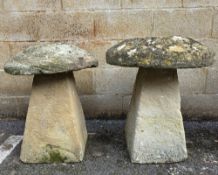 Two staddle stones approx. 69cm height x 54cm width and 71cm height x 61cm width (2)
