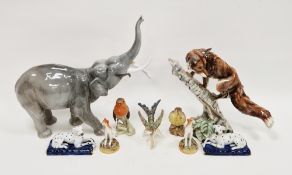 Volkstedt porcelain model of an elephant, early 20th century, printed green marks,