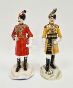 Two Michael Sutty porcelain military figures, modelled standing in full military uniform, one with a