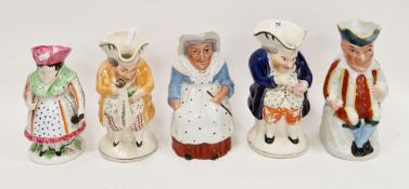 Group of 19th/20th century Staffordshire pottery toby jugs, comprising: a snuff taker, another