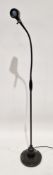 ' Serious ' black floor standing reading lamp with swan neck adjustable column, 161cm high