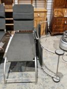 Pair of Gaze Burvill reclining garden sun loungers, constructed from brushed stainless steel and