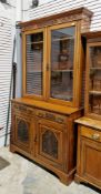 Late 19th century mahogany library glazed bookcase cabinet, the upper section with two glazed