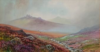 Douglas Houzen Pinder (1886-1949) Watercolour 'Yes Tor Marsh, Dartmoor', signed lower right,