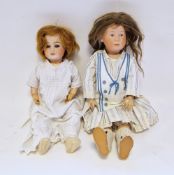 Limoges bisque headed doll, impressed Limoges France, JOB, no.5 with fixed blue eyes, moulded teeth,