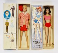 Midge Mattel doll 'Barbie's Best Friend', brunette with stock no.860, with stand and box and Ken '