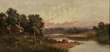 Sydney Yates Johnson (19th-20th century) Oil on canvas Cottage in river landscape, signed and