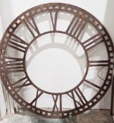 Large cast iron tower clock face with Roman numerals, 139cm diameter