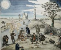 Angela Countess Antrim (1911-1984) Colour print 'The Famine?', limited edition, signed, numbered 5/
