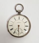 Victorian silver cased open-face pocket watch, Chester 1883, the white enamel dial with Roman