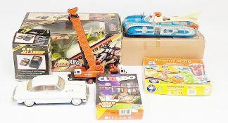Lemezaru Gyar Holdauto Interkozmosz Space tinplate battery powered car with box, Tyco R/C radio