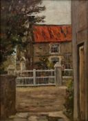 J. W. P. (20th century) Oil on board View of a house, initialled lower right, 35.5cm x 25.5cm,