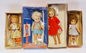 Rosebud plastic doll with swing tag, red and white polka dot dress and coat, in original box, a