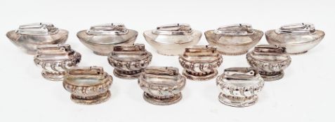 Collection of twenty-one mid century Ronson table lighters including eleven silver plated lighters