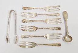 Set of six silver pastry forks, Sheffield 1947, Viners,12.3cm long together with Victorian silver