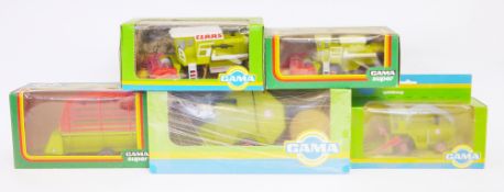 Gama boxed diecast models to include 013 Claas-Rollant, 428 Claas Jaguar, 4231 Claas-Dominator,