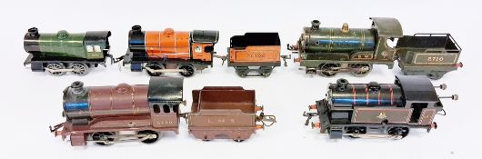 Hornby O gauge locomotives to include 0-4-0 GW Locomotive with 4 wheel 2710 tender, 0-4-0 British