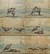 After Henry Alken (1785-1851) Watercolour Set of six late 19th/early 20th century cockfighting