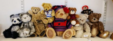 Five Charlie Bears to include Anniversary Thomas limited to 6000, Tiffy Panda, Freya,etc (without