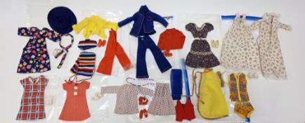 Collection of Pedigree Sindy outfits, all circa 1970's, including jet setter, marks original outfit,