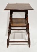 Late 19th / early 20th century oak side table, of square tapered form, the turned baluster and block