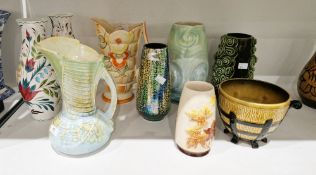Collection of Midwinter and Sylvac vases, 1930-60s, comprising: a pair of baluster Midwinter vases