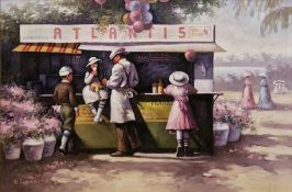 Girocco (20th/21st century) Oil on canvas The Icecream Stall,  with figures, signed lower left, 58 x